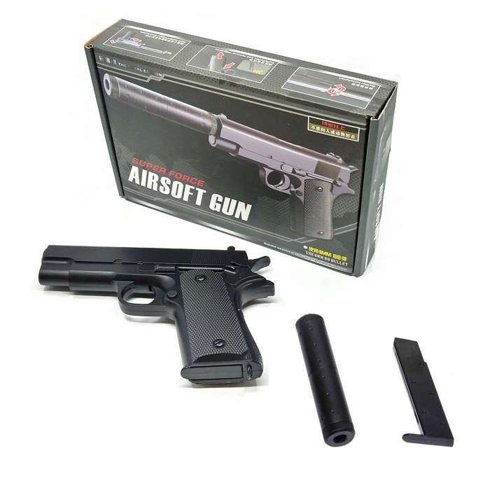 Super Force Airsoft Gun (Colt 1911) with Silencer