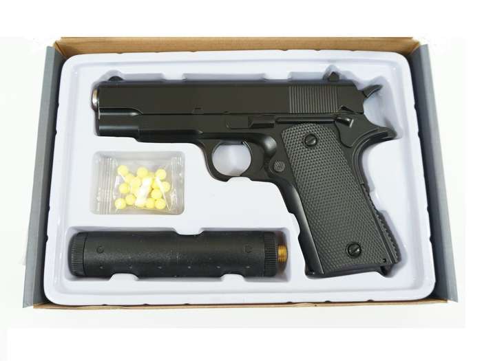 Super Force Airsoft Gun (Colt 1911) with Silencer