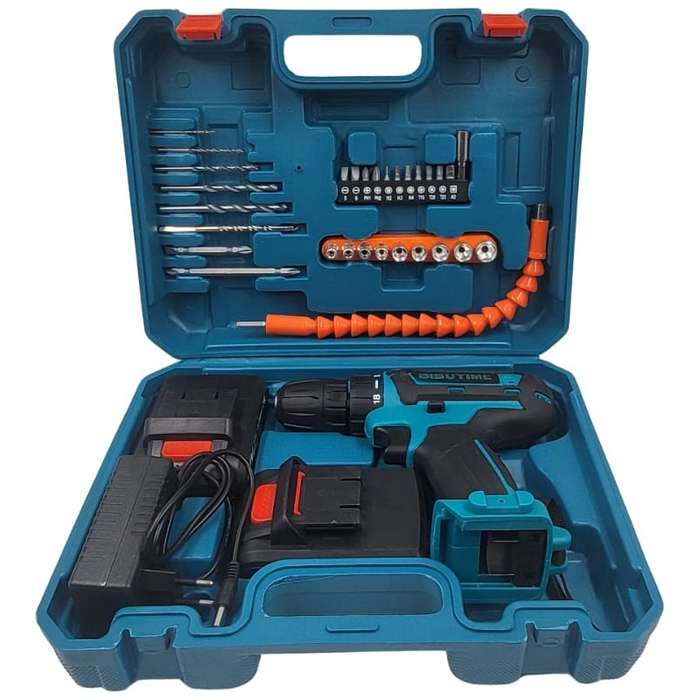 21V Cordless Rechargeable Lithium-Ion Drill and Screwdriver Set With Two Batteries