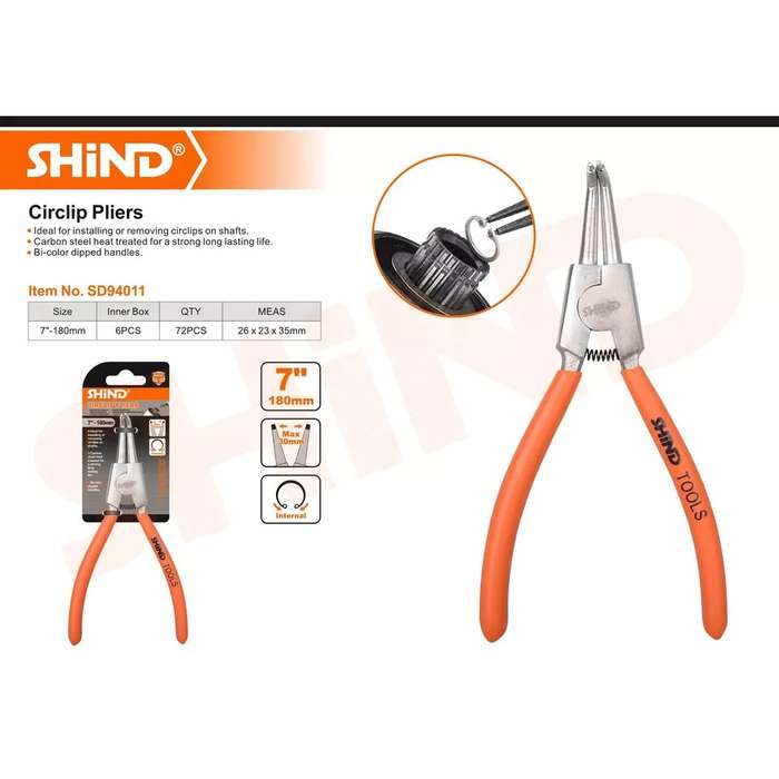 Circlip Pliers 7 inch 180mm Curved Internal