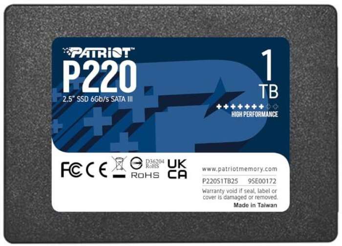 Patriot 1000 GB SSD (P220S1TB25)  (Interface: SATA III, Form Factor: 2.5 Inch)