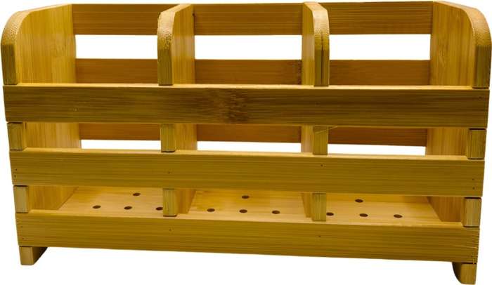 Wood Utensil Kitchen Rack  (Brown)