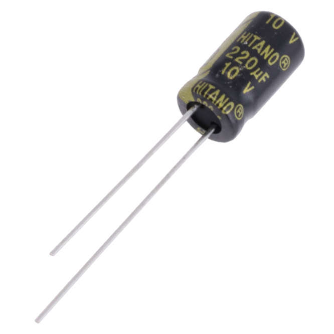 ELECTROLYTIC CAPACITOR RADIAL 220uF 10V LIHT 6.3x11 P=2.5 EXR221M10B 6.3x11