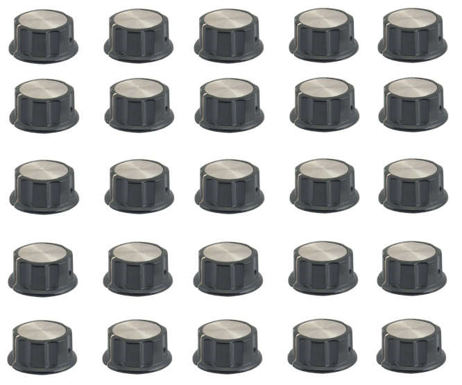 KNOB SILVER WITH MARKER 45x21mm 6.4mm HOLE - 50/BAG MF-A05-6.4