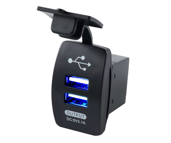 DUAL USB 3.0 5.3V 3.1A QC CAR PHONE CHARGER BLUE LIGHT DS2013-L