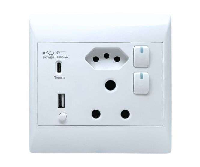 WALL SOCKET WITH USB-A AND USB-C CHARGERS STI-1079