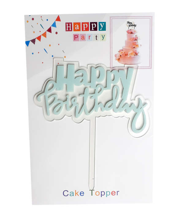 Happy Birthday Cake Topper for cake decorating - Blue