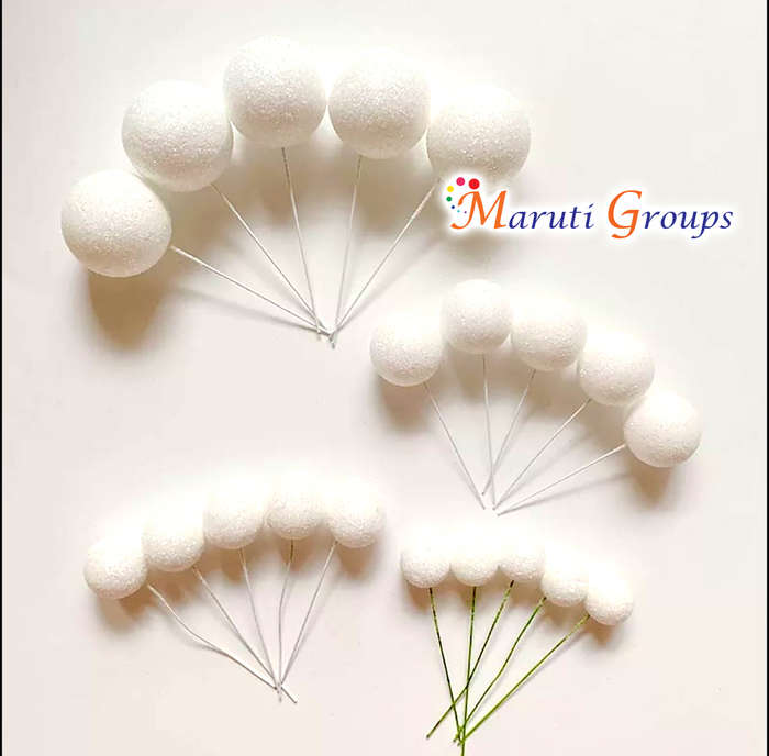 Glitter Faux Balls Cake Topper Set For Cake Decorating - White - 20pc
