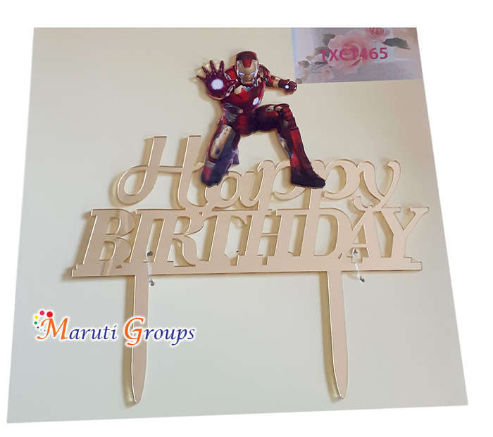 Happy Birthday Iron-man Cake Topper for cake decorating