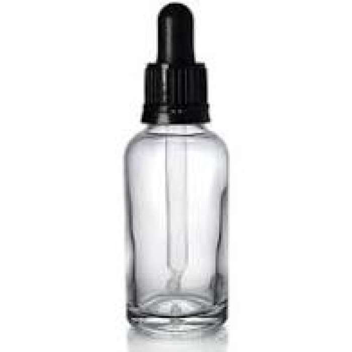 Dropper Bottles Clear Glass Black Lids
