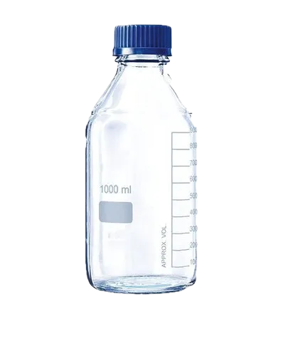 Laboratory Bottles With Blue Cap