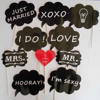 Photo Booth Props 10 pcs assorted I Do