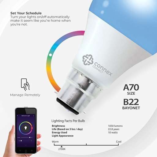 Smart WiFi Bulb 10W LED RGB White Bayonet