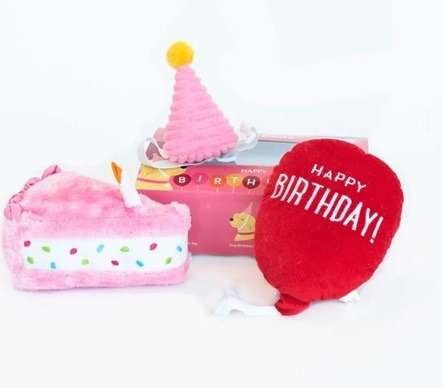 Birthday Box - Pink 3 pcs.  (1 x Cake plush (1 large Blaster), 1 x balloon plush (2 Round), and 1...