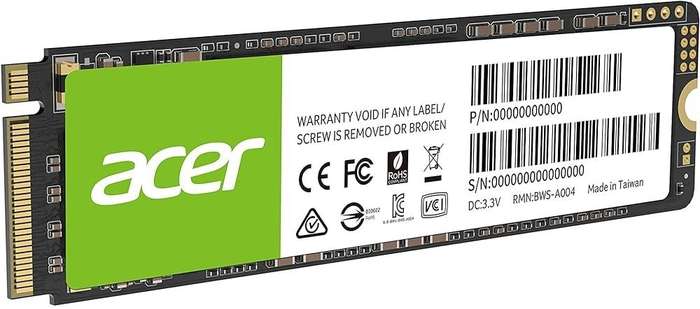 Acer M.2 512Gb Nvme Pcie Gen3 X 4 Ssd Solid State Drive