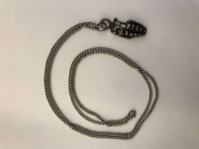 Pendant - Grenade Design With Chain. Silver Colour #ML305