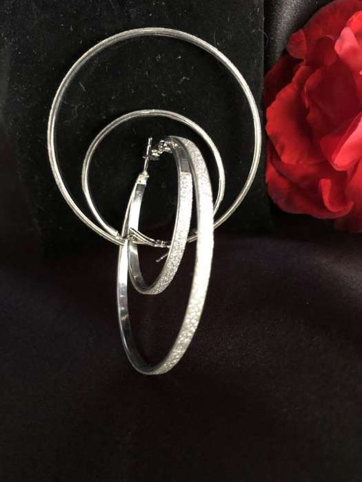 Silver Tone Large Double Hooped Earrings, Sparkly #ML200 R245.00 | Dimensions: Diameter 60mm