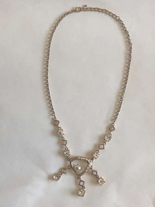Gold Plated Necklace - Funky Design, Diamond Shapes With Large Diamante Stones #ML420| Dimensions...