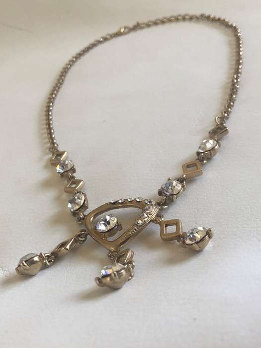 Gold Plated Necklace - Funky Design, Diamond Shapes With Large Diamante Stones #ML420| Dimensions...
