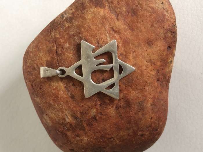 925 Silver Magen David Pendant With Chai Overlay #ML447 R295.00 | Dimensions: 20mm by 32mm