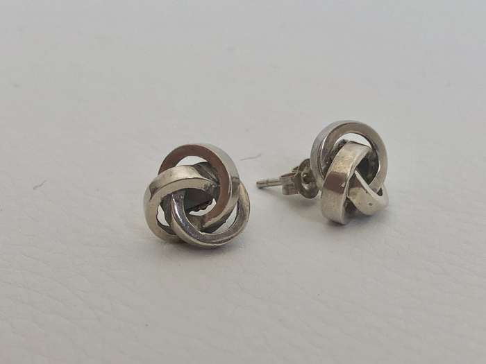 Earrings - Silver Knot Design Studs #ML549