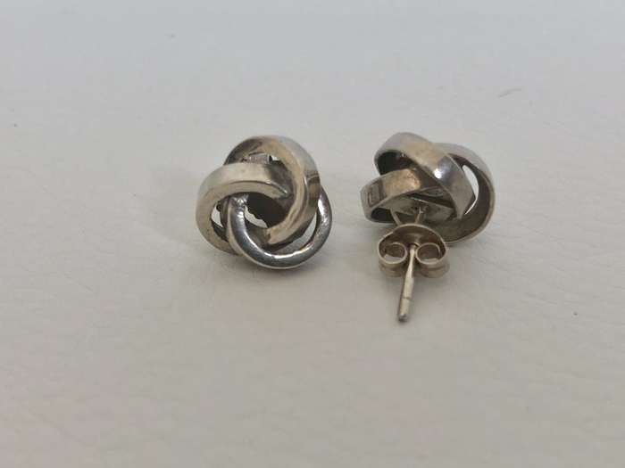 Earrings - Silver Knot Design Studs #ML549