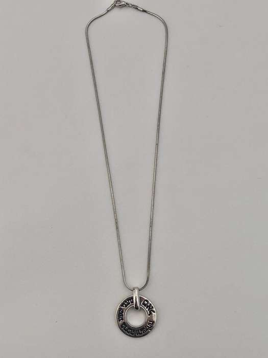 Silver Plated Necklace - Chain with Silver Plated Disk Pendant With Hebrew Names #ML541