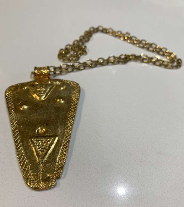 Large Gold Plated God of Fertility Pendant On Chain #ML646 R225.00 | Dimensions: 87mm x 50mm