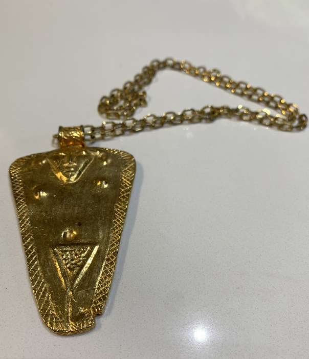 Large Gold Plated God of Fertility Pendant On Chain #ML646 R225.00 | Dimensions: 87mm x 50mm