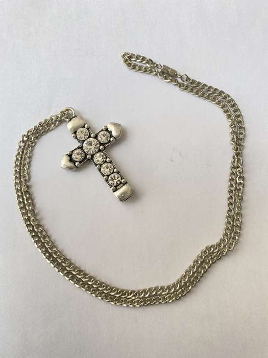Silver Plated Cross on Chain With Large Diamante Beads #ML652 R225.00 | Dimensions: Necklace is 6...