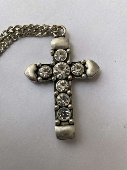 Silver Plated Cross on Chain With Large Diamante Beads #ML652 R225.00 | Dimensions: Necklace is 6...