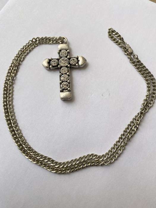 Silver Plated Cross on Chain With Large Diamante Beads #ML652 R225.00 | Dimensions: Necklace is 6...