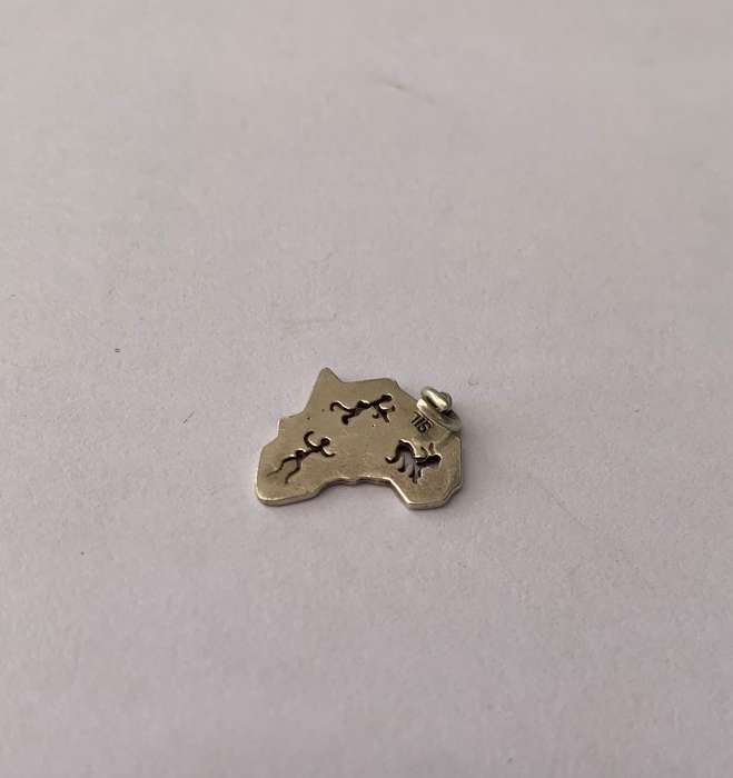 Charm - Sterling Silver Map of Africa With Bushman Carvings (Small) #ML741