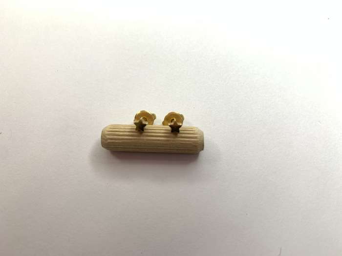 Gold Tone Star Shaped Stud Earrings #ML717 | Dimensions: 13mm x 4mm