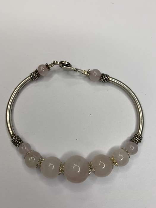 Pale Pink Stones on Silver Tone Band. Silver Rope Detail on each side #ML719 | Dimensions: 60mm x...