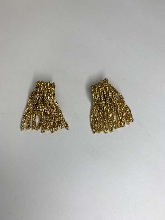 Gold Coloured Clip-on Earrings. Each Earring has 10 dangling metal tassles #ML721 R180.00 | Dimen...