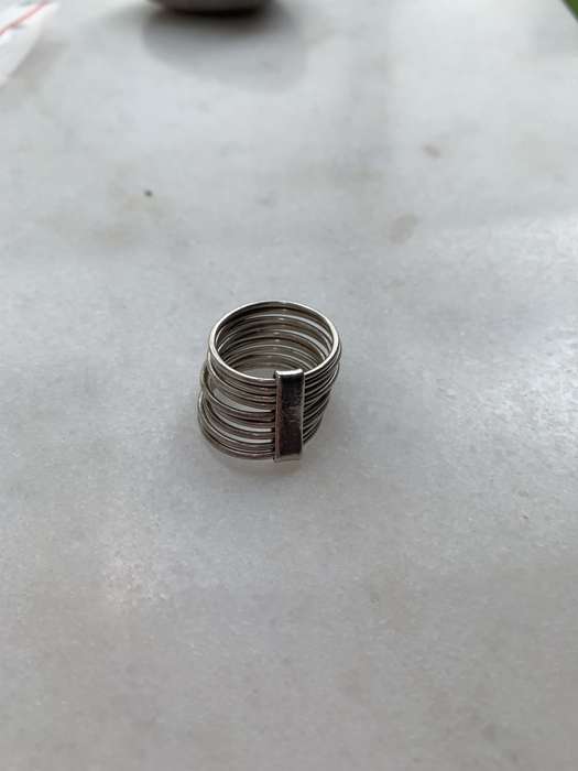 925 Silver Ring With 9 Bands Joined By Wide Thick Band. Ring Size L #ML764