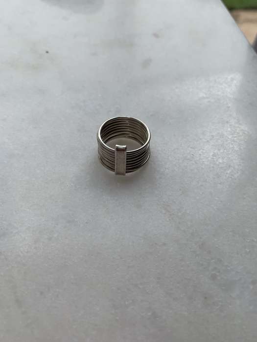 925 Silver Ring With 9 Bands Joined By Wide Thick Band. Ring Size L #ML764