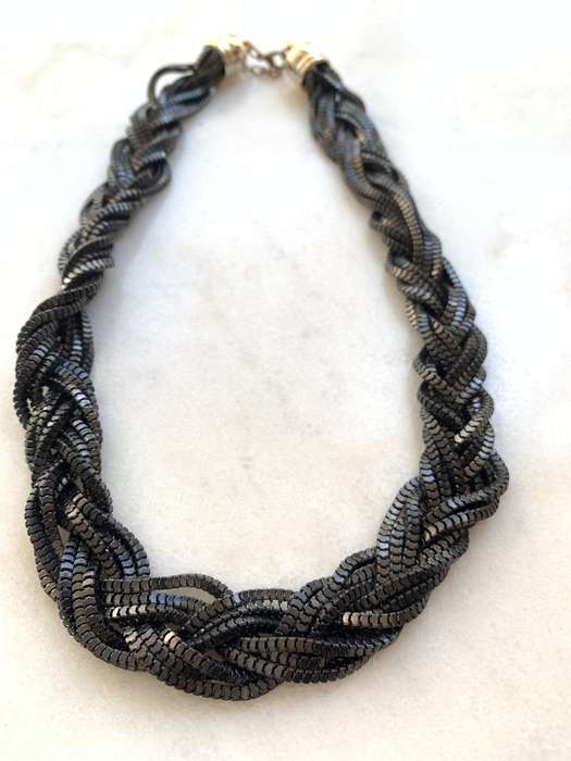 Multi Strand Shiny Black Necklace Chains With Gold Tone End Caps #ML794 R395.00 Dimensions: 560mm L