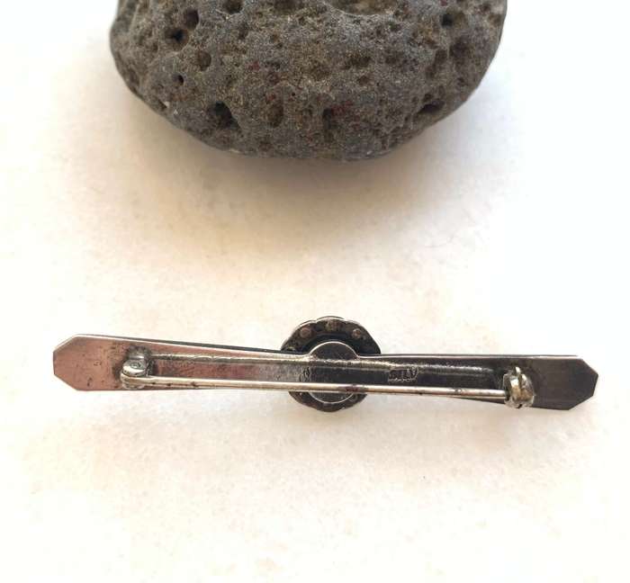 Silver Marcasite Brooch With Light Blue Stone Set In Flower In Centre #ML807 R395.00 | Dimensions...