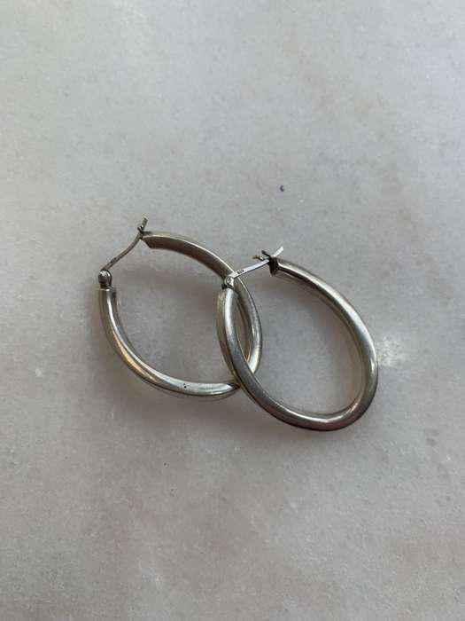 Earrings - 925 Silver Twisted Shape Hoops #ML822