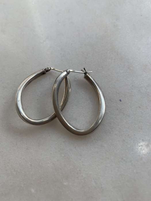 Earrings - 925 Silver Twisted Shape Hoops #ML822