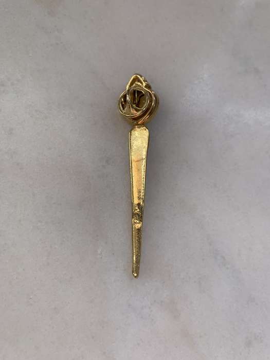 Gold Colour Lapel Pin/Brooch With Heart, Diamante and beads #ML888 | Dimensions: 70mm L