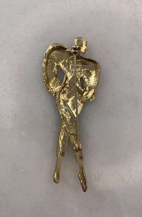 Brooch - Black, White and Gold Nouveau Style #ML915