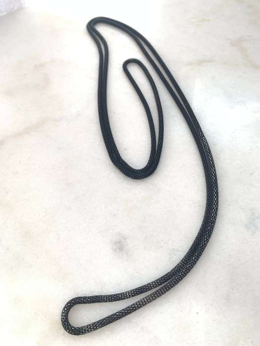 Thin Black Coloured Long Necklace #ML920  | Dimensions: 580mm D