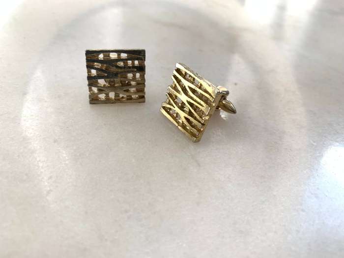 Cufflinks - Patterned Lines. Gold Colour #ML944