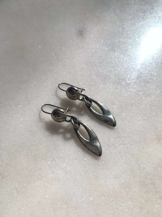 Earrings - Silver Drop and Dangle Irregular Oval Shapes With Oval Cutout #ML973 R395.00 | Dimensi...