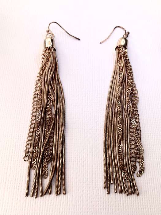 Earrings - Multi Chain Metal Dangly Earrings With Tassles. Rose Gold Colour #ML1015 R250.00 | Dim...