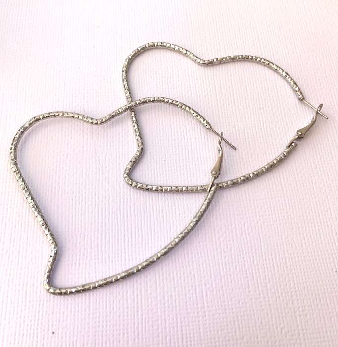 Earrings - Large Heart Hoops. Light. Silver Colour #ML1018 R220.00 | Dimensions: 55mm x 60mm
