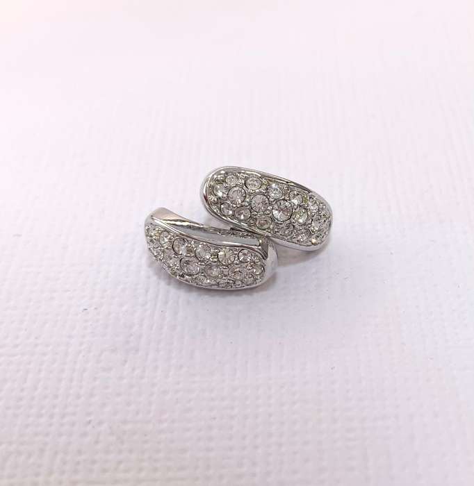 Earrings - Swarovski with Pave white Stones. Silver Colour #ML1039 R395.00 | Dimensions: 14mm x 6mm